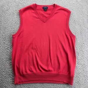 Brooks Brothers 346 Mens Imperial Red V Neck Sweater Vest Supima Cotton Size L